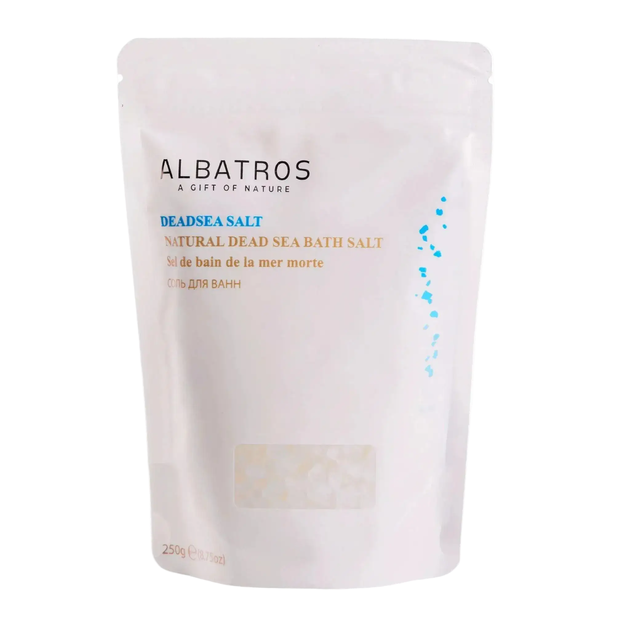ALBATROS Dead Sea Bath Salt bag unscented 250g, pure Jordan bath salts