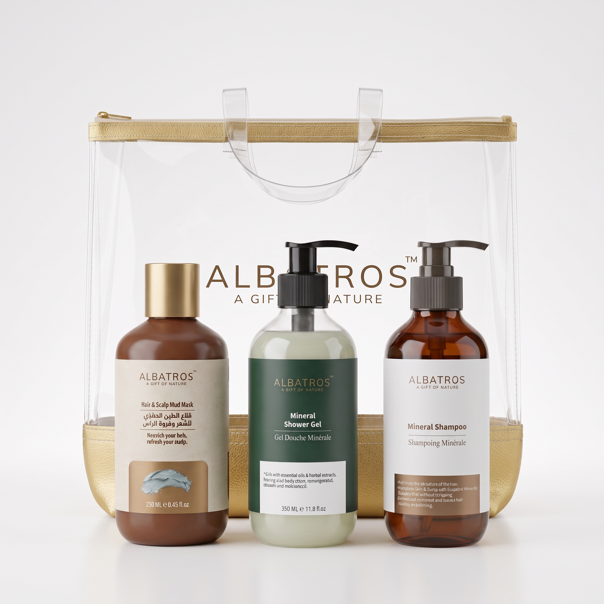 ALBATROS Dead Sea Hair & Body Ritual Gift Set with mineral shampoo, shower gel and hair & scalp mud mask